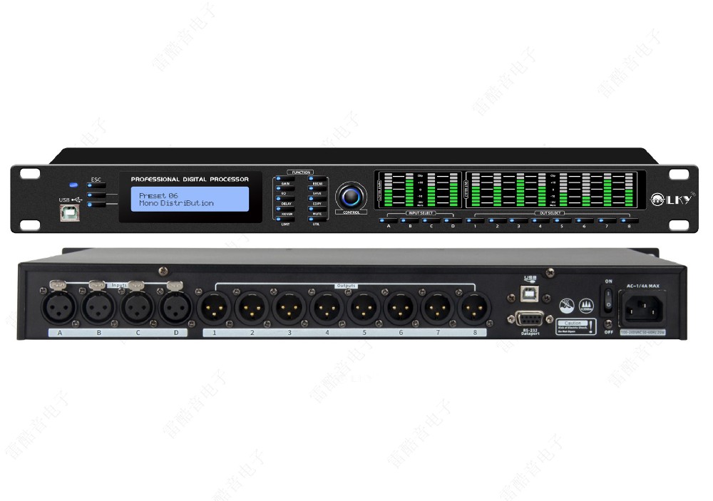 4进8出数字音频处理器带USB LK-408U
